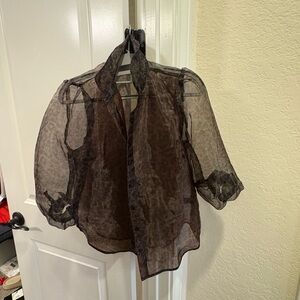 Forever 21 Deep Rich Brown Leopard Print Sheer Top